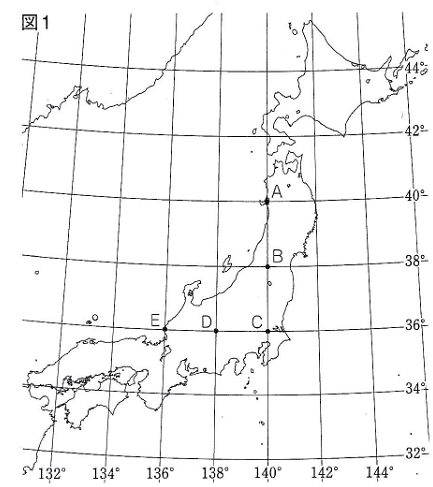 経線と緯線が書かれた日本地図